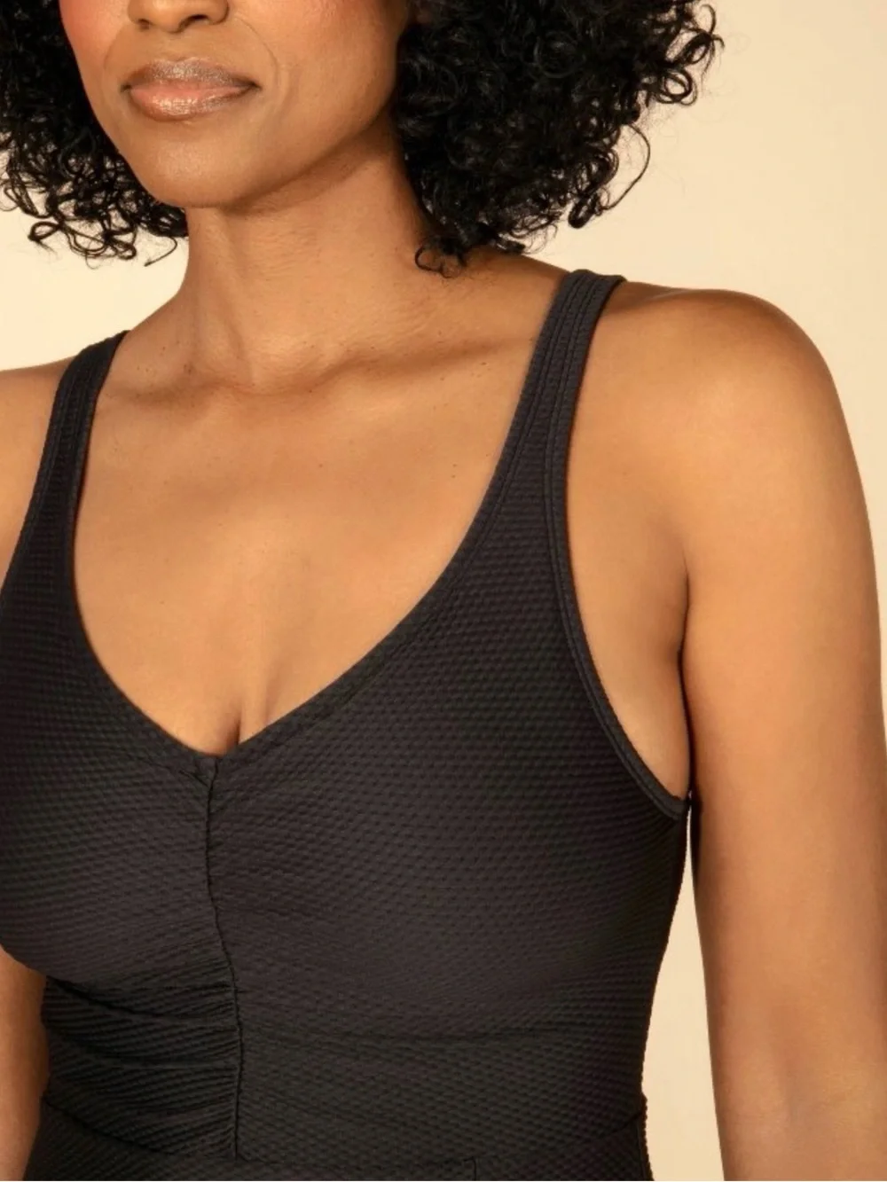 Lands' End Black Textured One-Piece Swim Dress